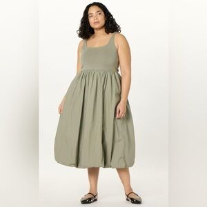 The Drop Women's Tina Scoop Neck Mixed Media Bubble Hem Midi Dress